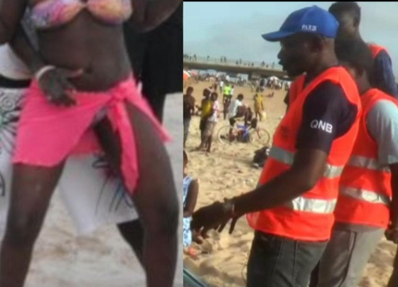 Un jeune couple surpris en plein acte sexuel sur une plage en pleine journée